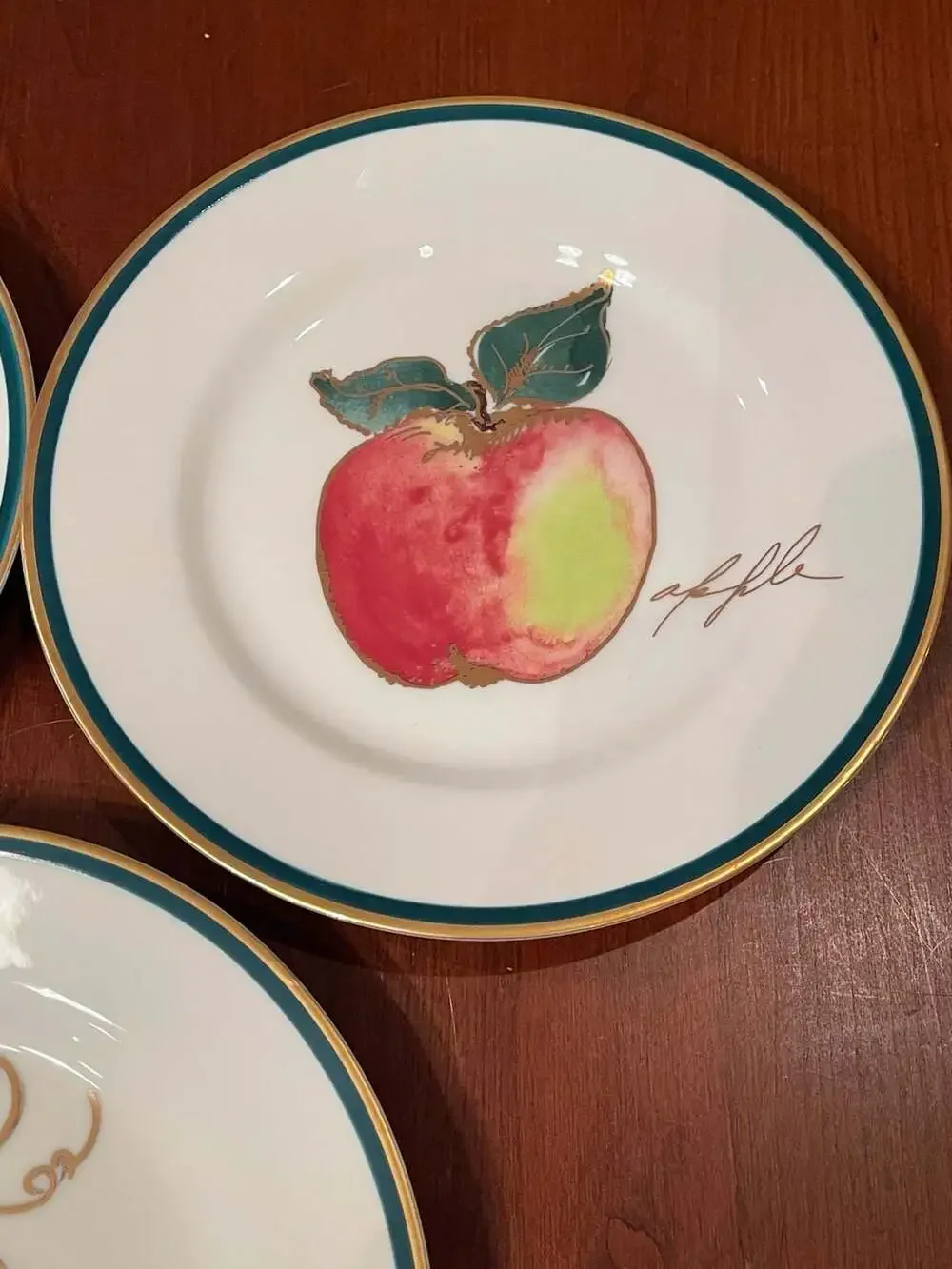 Crate & Barrel Monno Fruit Salad Plates Set of 3 (Pear, Apple, Grape)